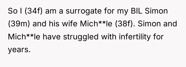 So I (34f) am a surrogate for my BIL Simon...