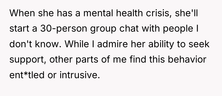 When she has a mental health crisis, she'll start a...