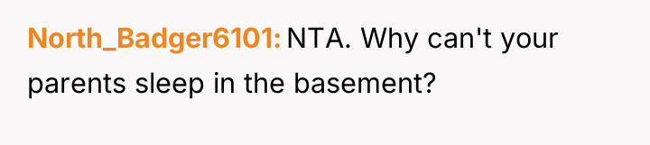 North_Badger6101 NTA. Why can't your parents sleep in the basement?