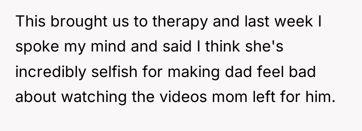 This brought us to therapy and last week I spoke...