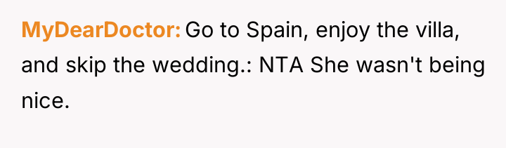 MyDearDoctor Go to Spain, enjoy the villa, and skip the...