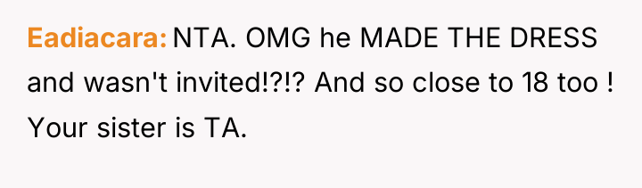 Eadiacara NTA. OMG he MADE THE DRESS and wasn't invited!?!?...