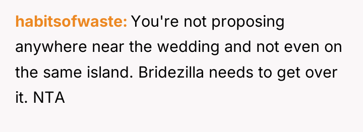 habitsofwaste You're not proposing anywhere near the wedding and not...