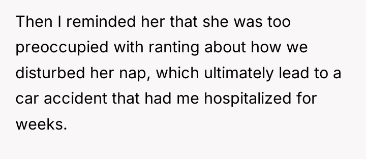 Then I reminded her that she was too preoccupied with...
