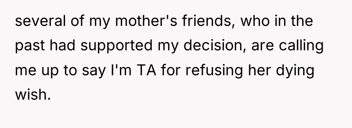 several of my mother's friends, who in the past had...