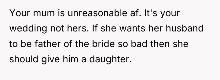Your mum is unreasonable af. It's your wedding not hers....