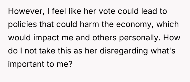 However, I feel like her vote could lead to policies...