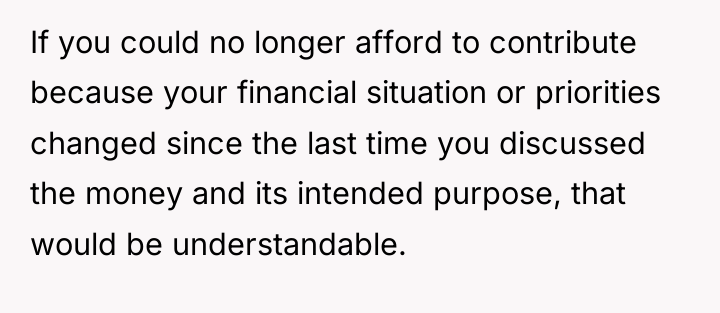 If you could no longer afford to contribute because your...