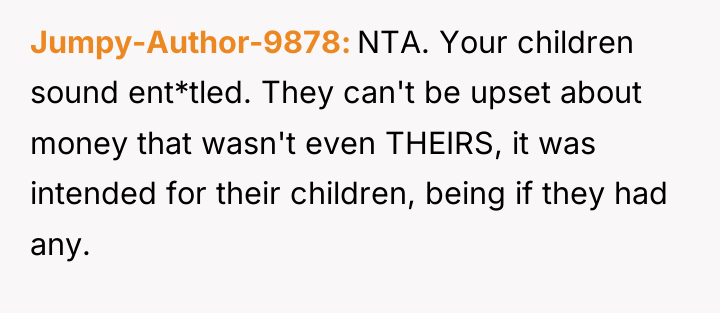 Jumpy-Author-9878 NTA. Your children sound ent*tled. They can't be upset...