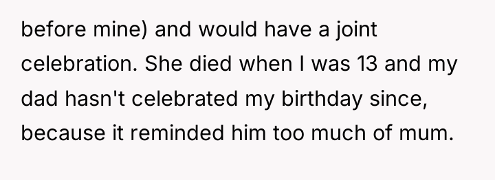 before mine) and would have a joint celebration. She died...