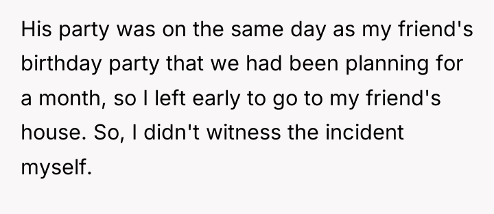 His party was on the same day as my friend's...