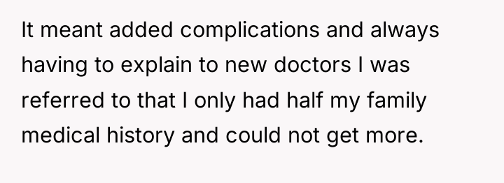 It meant added complications and always having to explain to...