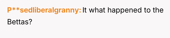 P**sedliberalgranny It what happened to the Bettas?