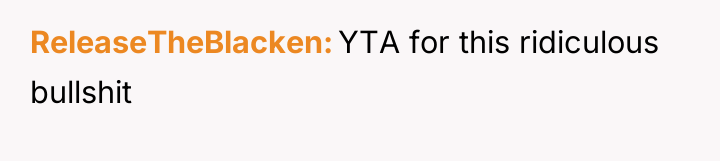 ReleaseTheBlacken YTA for this ridiculous bullshit