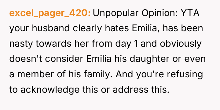 excel_pager_420 Unpopular Opinion: YTA your husband clearly hates Emilia, has...