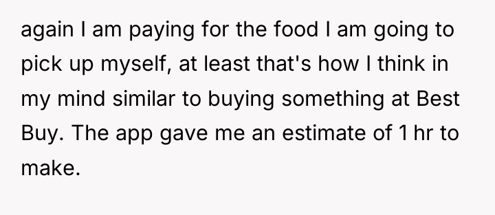 again I am paying for the food I am going...