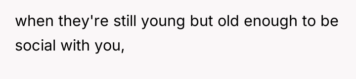 when they're still young but old enough to be social...