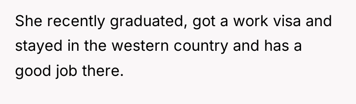 She recently graduated, got a work visa and stayed in...