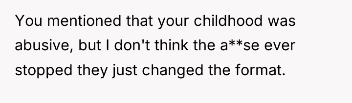 You mentioned that your childhood was abusive, but I don't...