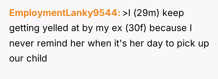 EmploymentLanky9544 >I (29m) keep getting yelled at by my ex...