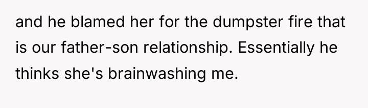 and he blamed her for the dumpster fire that is...