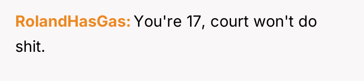 RolandHasGas You're 17, court won't do shit.