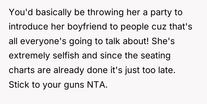 You'd basically be throwing her a party to introduce her...