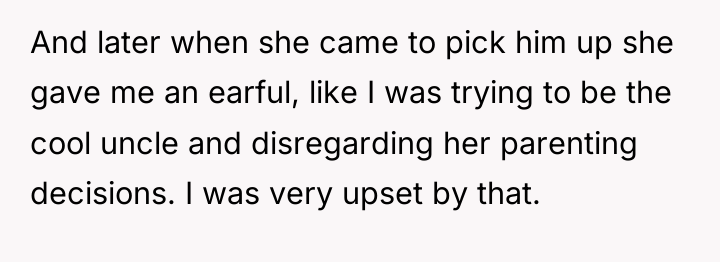 And later when she came to pick him up she...