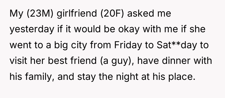 My (23M) girlfriend (20F) asked me yesterday if it would...