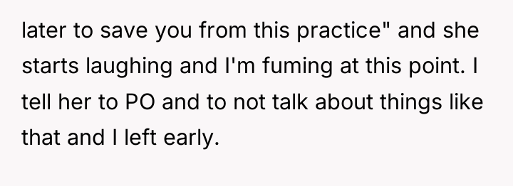 later to save you from this practice" and she starts...