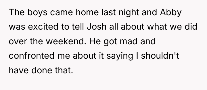 The boys came home last night and Abby was excited...