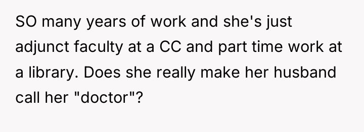 SO many years of work and she's just adjunct faculty...
