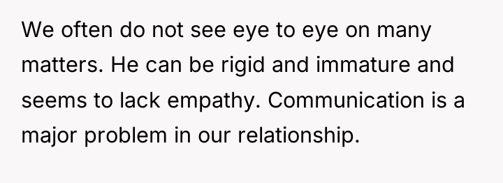 We often do not see eye to eye on many...