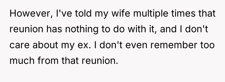 However, I've told my wife multiple times that reunion has...