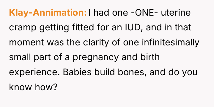 Klay-Annimation I had one -ONE- uterine cramp getting fitted for...
