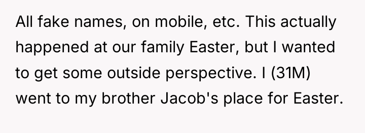 All fake names, on mobile, etc. This actually happened at...