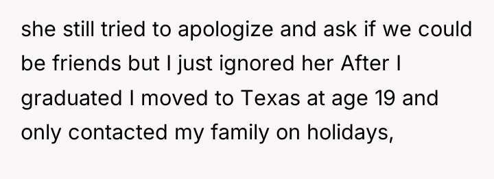 she still tried to apologize and ask if we could...