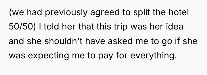 (we had previously agreed to split the hotel 50/50) I...