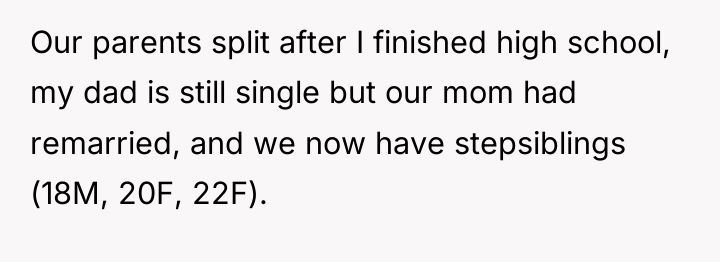 Our parents split after I finished high school, my dad...