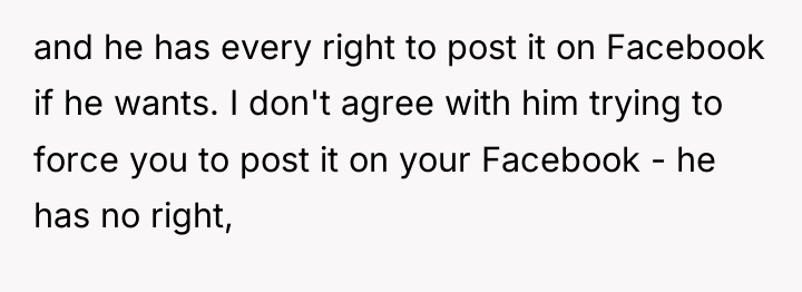 and he has every right to post it on Facebook...