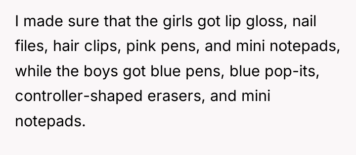 I made sure that the girls got lip gloss, nail...