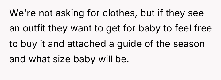 We're not asking for clothes, but if they see an...