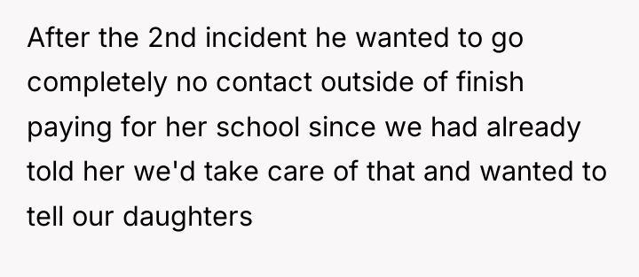 After the 2nd incident he wanted to go completely no...