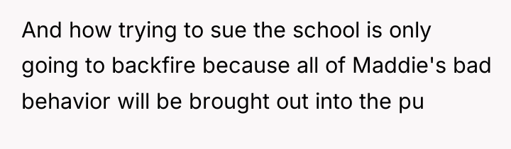 And how trying to sue the school is only going...
