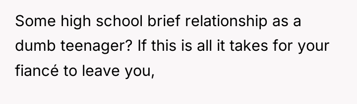 Some high school brief relationship as a dumb teenager? If...