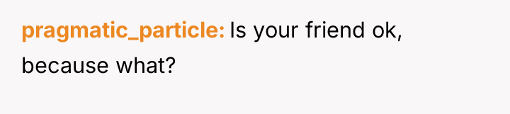 pragmatic_particle Is your friend ok, because what?