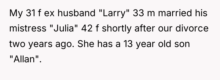 My 31 f ex husband "Larry" 33 m married his...