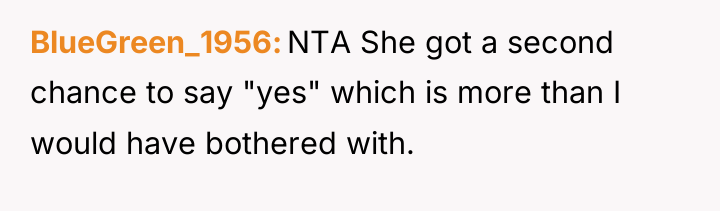BlueGreen_1956 NTA She got a second chance to say "yes"...
