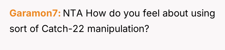 Garamon7 NTA How do you feel about using sort of...