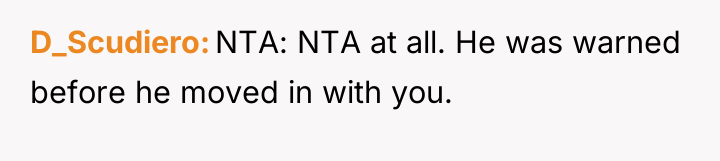 D_Scudiero NTA: NTA at all. He was warned before he...